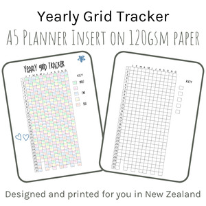 Loose Leaf A5 Planner Inserts 120gsm | Yearly Grid Tracker