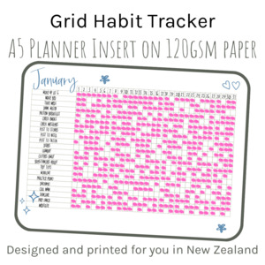 Loose Leaf A5 Planner Inserts 120gsm | Original Grid Habit Tracker