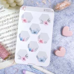 Rose K Paper Co Decorative Stickers  | AVALYN Floral Hexagons