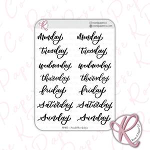 Rose K Paper Co Planner Stickers | Hand-lettered Days Of The Week