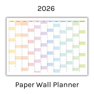 Paper Wall Planners: Vertical 2026 Paper Wall Planner | Julie's Rainbow