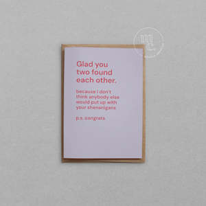 Greeting Cards: Greeting Card - Glad you two found each