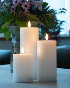LED Candle - 12.5cm x 7.5cm White Pillar Indoor