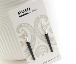 Earrings - Arotahi - Tapered - Black Resin