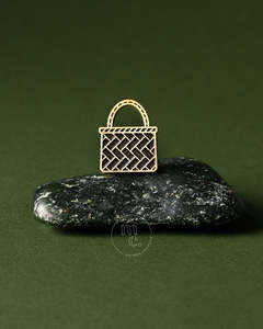 All Things Floral: Badge Pin - Kete Antique Gold Pin- Maimoa Creative