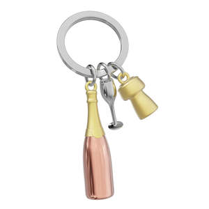Home Decor: Keyring - Champagne Bottle in Rose Gold