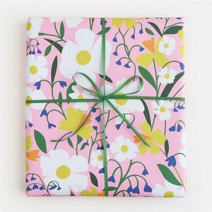 Greeting Cards: Gift Wrap - White Flowers On Pink