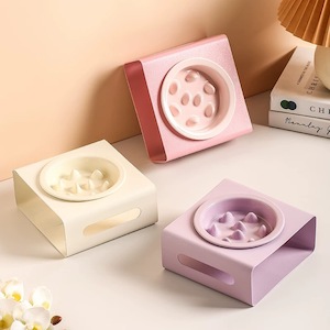 Products: Pet Slow Feeder Bowl with Square Stand - Joycat Boutique