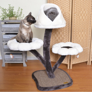 Products: Catry Cat Tower - White Flower Small - Joycat Boutique