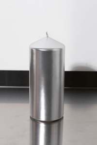 Shaped Candle Pillar (Silver Metallic) - NATIONAL CANDLES