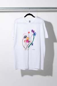 Sallie Culy Flowers Tee - White - BAD NEWS BOOKS