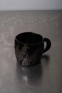 Corey Pugh Ceramics: All Black Wax Resist Mug - COREY PUGH