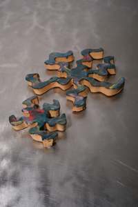 Corey Pugh Ceramics: Wiggly Flower Pot-Rests Set - Teal - COREY PUGH