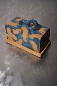 Corey Pugh Ceramics: Blue Dark Flux Butter Dish - COREY PUGH