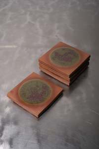Corey Pugh Ceramics: Red Stoneware Coaster Set - COREY PUGH