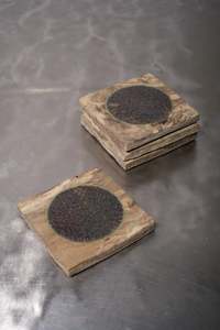 Corey Pugh Ceramics: Marbled Red Chun Coaster Set - COREY PUGH