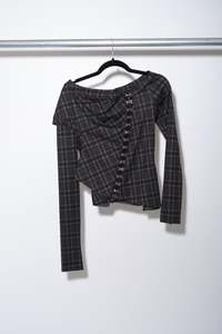 Anna Top - Plaid Knit - FRINGES