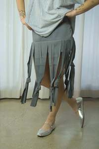 Fringed Mini skirt - Grey/Blue - MERCURY