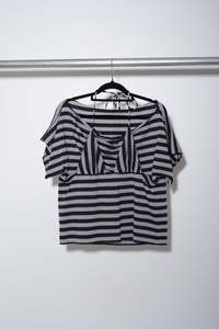 Bikini Baby Tee - Grey/Black Stripe - RHODA NUNN