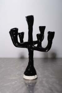 7 Spoke Candelabra - Black Large - Sophie Hathaway Ceramics
