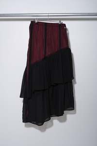 Santana Skirt - Maroon / Charcoal Stripe- AWATEA
