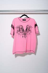 Anahera Lace Tee - Pink - AWATEA