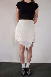 Draped Layered Skirt - Cream - MONIQUE GOVIND