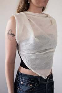 Monique Govind: Hand-Draped Textured Top - Cream - MONIQUE GOVIND