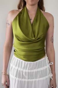 Draped Halter Top - Moss - MONIQUE GOVIND