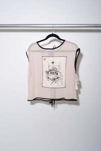 Through Sharpened Teeth Sleeveless Top - Pleated Cream - Motel Bible