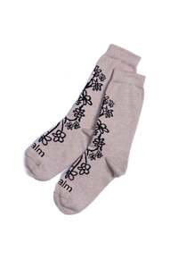 FLORAL CREW SOCKS - Fawn