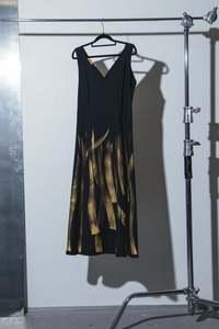 Lotte Dress - Black/Gold Wool - OOSTEROM
