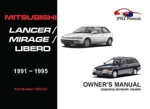 Mitsubishi Lancer / Mirage / Libero Owners Manual In English 1991 - 1995