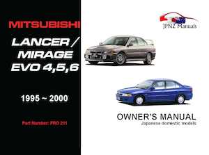 Products: Mitsubishi Lancer / Mirage / Evo 4 5 6 Owners Manual In English 1995 - 00