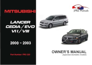 Products: Mitsubishi Lancer Cedia / Evo VII / VIII Owners Manual In English 2000-03