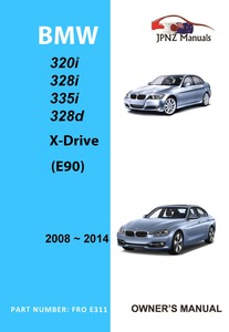 BMW - 3 Series E90 car owners user manual In English 2008 2014