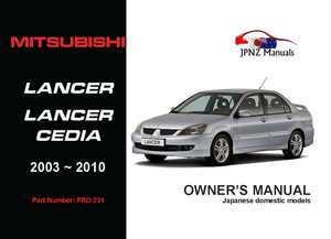 Mitsubishi - Lancer / Lancer Cedia Owners Manual In English 2003 - 2010
