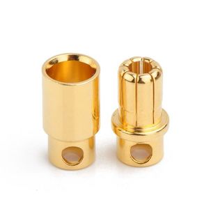 Electrical Leads Cables Heat Shrink Tubing Switch Harness Plugs Etc: ROUND GOLD CONNECTOR M&F 6mm (1pair)