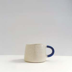 Tapered Mug, Oat with Cobalt handle