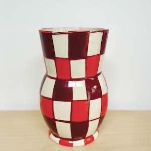Hydra Vase Plum/Tomato Checkered