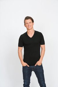 BRASS MONKEYS Short Sleeve V Neck - JUAL Quality New Zealand Merino