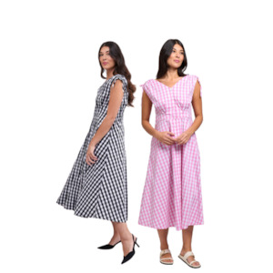 Button Front Rouche Shoulder Dress