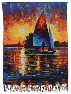 Boat in Sunset Scarf