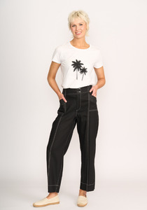 Oh Three: Wide Leg Contrast Stitch Trousers