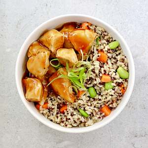 Gluten Free: Teriyaki Chicken Bento Bowl with Quinoa & Brown Rice