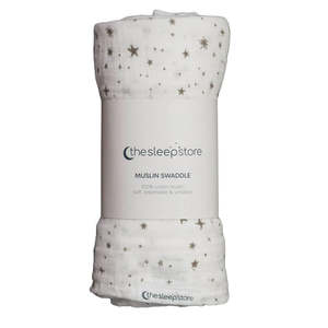 All Meals 1: Baby Muslin Swaddle – White Stars