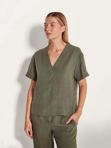 Linen: Yvette Top (Vintage Linen) Caper
