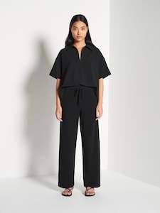 Jhl Tracksuiting: JHL Wide Trackpant (Cotton Cashmere) Black
