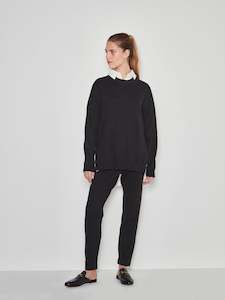 Jhl Cotton Cashmere: JHL Crew Sweater (Cotton Cashmere) Black