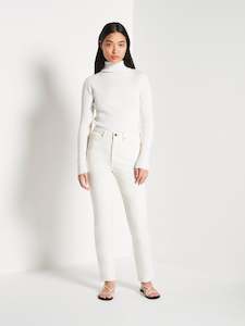 Jhl Luxe Cotton Cashmere: JHL Rib Polo L/S T (Luxe Cotton Cashmere) Snow